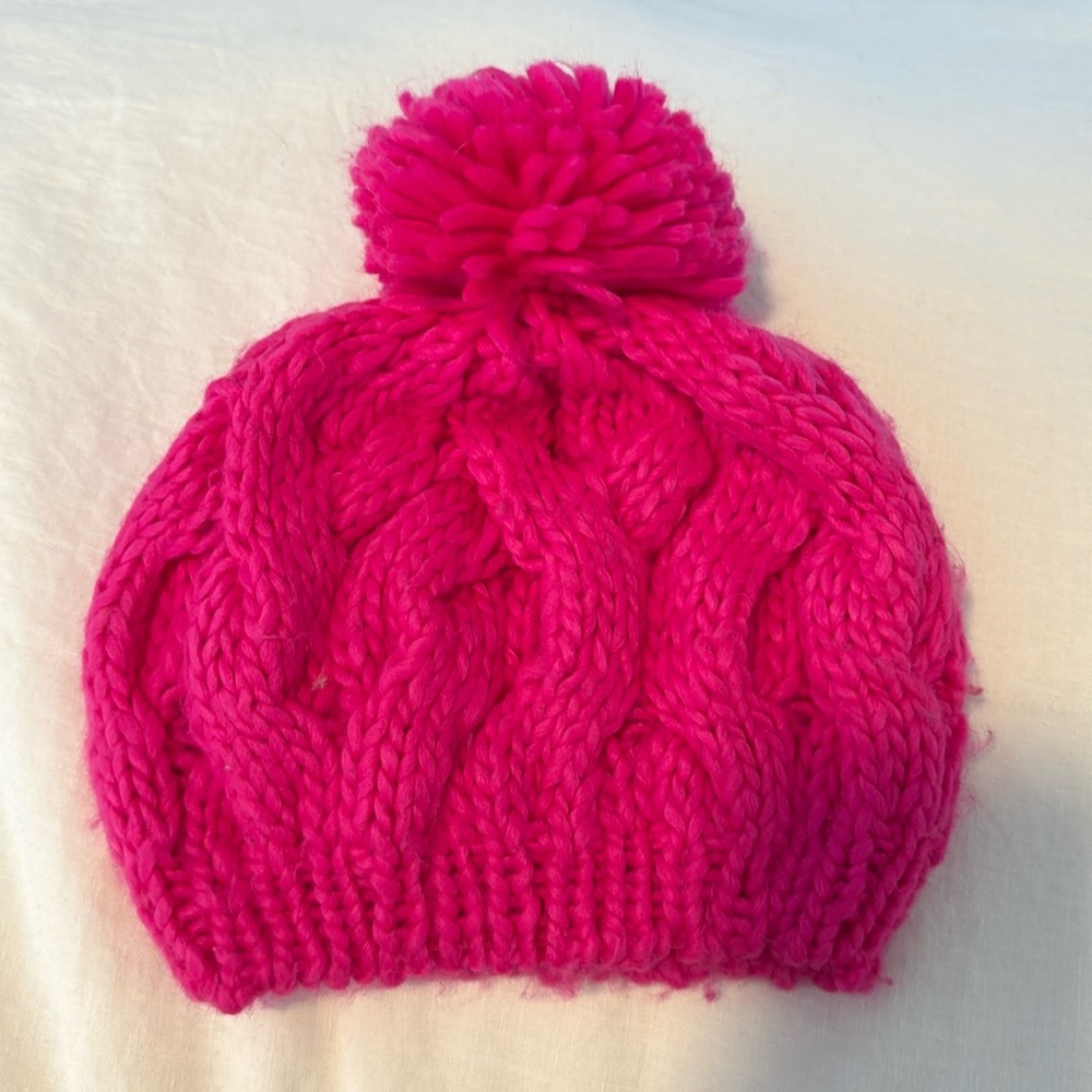 Neon pink knit beanie